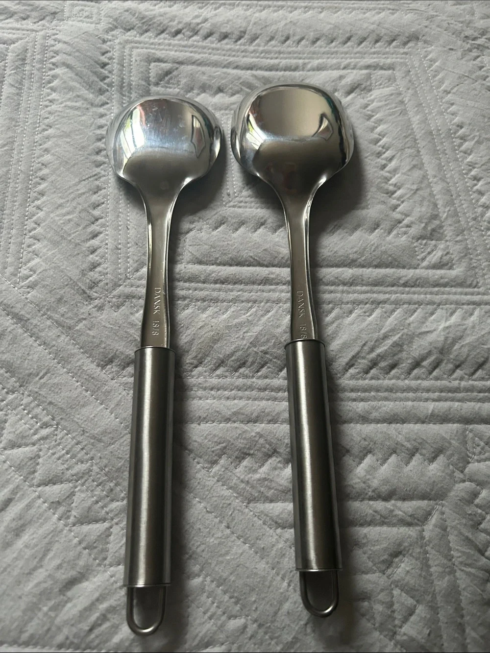 Vintage Dansko 18/8 Stainless Steel Satin Salad 2 Serving Glossy Spoon Set: